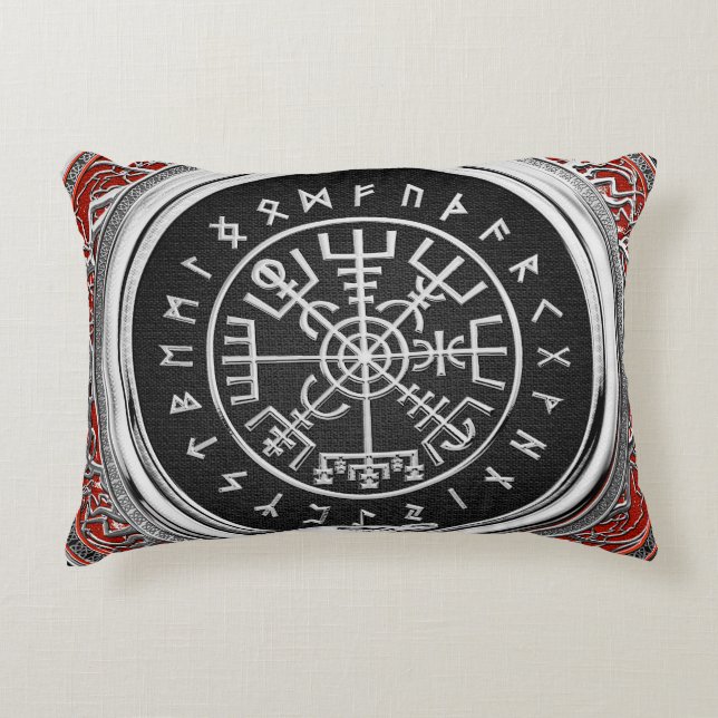 Cojín Decorativo [510] Vegvisir - Viking Silver Magic Runic Compass (Anverso)