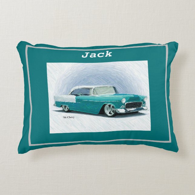 Cojín Decorativo '56 Turquoise Chevy Personalizado (Anverso)