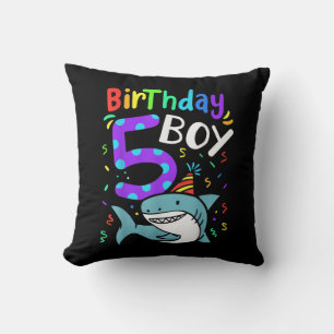 Cojín Decorativo 5.º cumpleaños, cinco años, regalos de tiburón