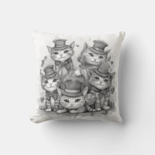 Cojín Decorativo 5 gatitos blancos y negros caprichosos y lindos