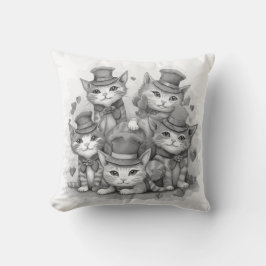 Cojín Decorativo 5 gatitos blancos y negros singularmente lindos