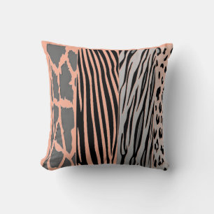 Cojín Decorativo 5 Pilar De Rayo De Zebra De Color Negro Y Peach Im