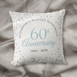 Cojín Decorativo 60.º Boda Aniversario del Corazón Confetti<br><div class="desc">Con un delicado corazón confetti. Personalice con su información especial de los 60 años del aniversario de los diamantes en letras de moda. Diseñado por Thisisnotme©</div>