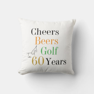 Cojín Decorativo 60.º Cumpleaños Golf Cheers Beers Minimal