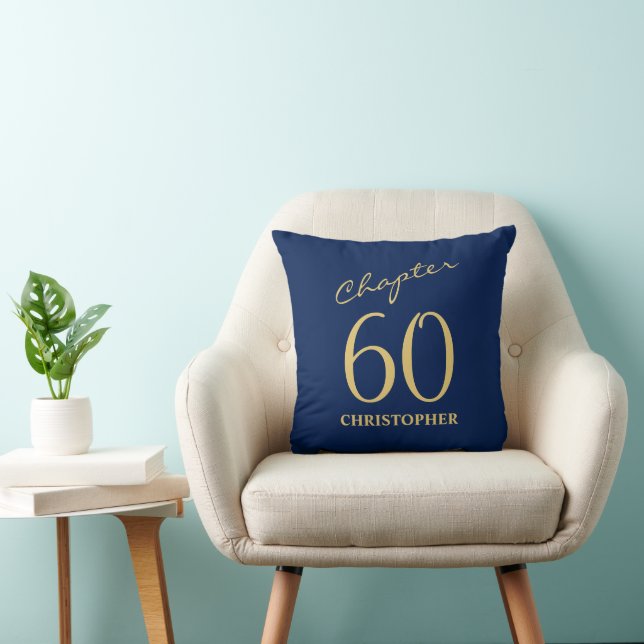 Cojín Decorativo 60.º cumpleaños Oro Azul (Silla)