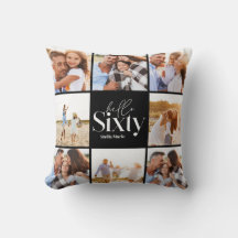 60° cumpleaños collage de fotos negro moderno simp