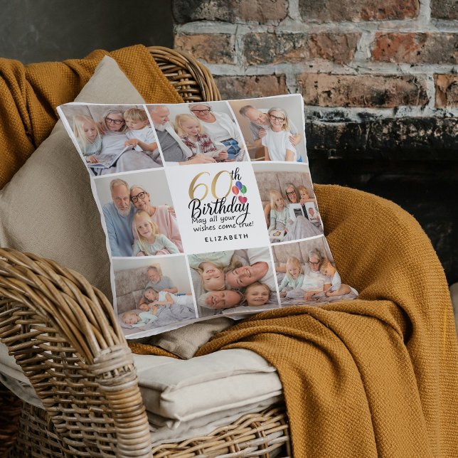 Cojín Decorativo 60th Birthday Photo Collage Grandma Mother Picture (Subido por el creador)