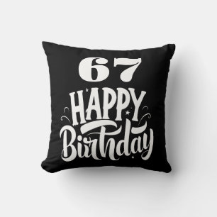 Cojín Decorativo 67 cumpleaños elegante negro blanco