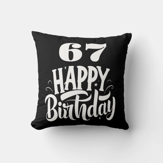 Cojín Decorativo 67 th birthday chic black white (Anverso)