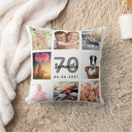 Cojín Decorativo 70 años personalizado de foto collage mujer blanca