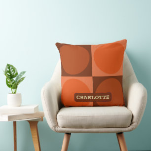 Cojín Decorativo 70s Checks and Circles Flame Orange