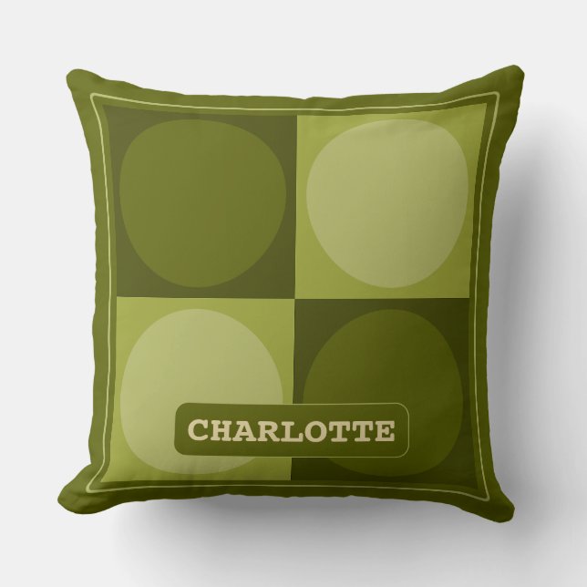 Cojín Decorativo 70s Checks and Circles Green (Anverso)