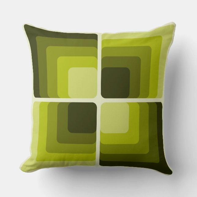 Cojín Decorativo 70s Rainbow Squares Monochrome Green (Anverso)