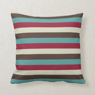 Cojín Decorativo 70s retro fresco raya la crema del rojo de la