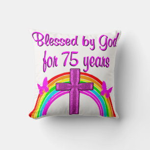 COJÍN DECORATIVO 75.º DISEÑO PERSONALIZADO DE ORACIÓN DE CUMPLEAÑOS