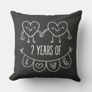 Cojín Decorativo 7.º Aniversario Gift Chalk Hearts