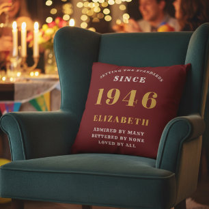 Cojín Decorativo 80.º cumpleaños nacido 1946 Amado Añadir tu nombre