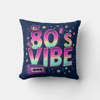 Cojín Decorativo 80’s Vibe Throw Pillow – Neon Cassette and Galaxy 