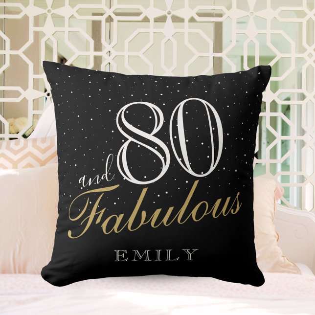 Cojín Decorativo 80 y fabuloso elegante negro 80 cumpleaños (Subido por el creador)