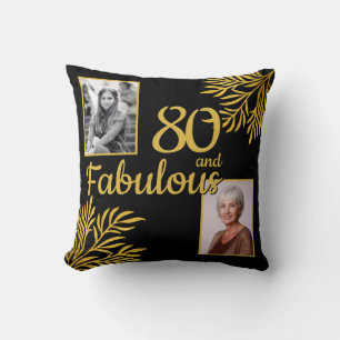 Cojín Decorativo 80 y Fabulous Gold Foliage 2 Photo 80th Birthday