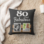 Cojín Decorativo 80 y Fabulous Gold Purpurina 2 Photo 80th Birthday<br><div class="desc">80 y Fabulous Gold Purpurina 2 Photo 80th Birthday Pillow. almohada negra personalizada con 2 fotos. Añade tus fotos - puedes usar una foto antigua y nueva.</div>
