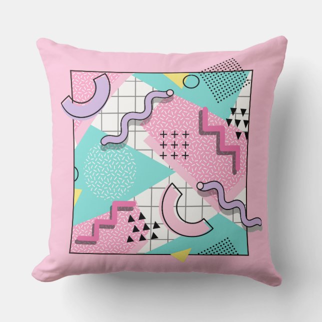 Cojín Decorativo 80's Memphis Active Pink Light Turquoise (Anverso)
