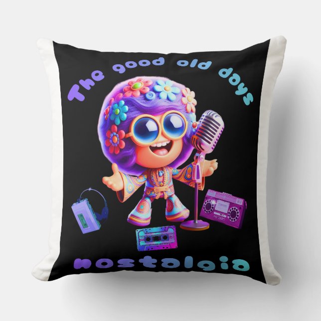Cojín Decorativo 80s Nostalgia Groove 20x20 Throw Pillow. (Anverso)