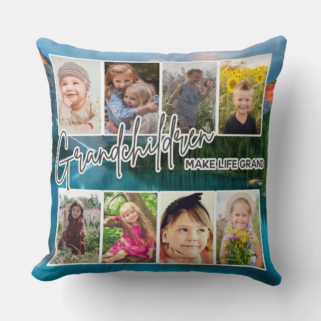 Cojín Decorativo 8 Foto "Los nietos hacen la vida grande" (Anverso)
