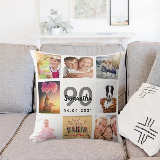 Cojín Decorativo 90.º collage de fotos de personalizados de cumplea (Subido por el creador)