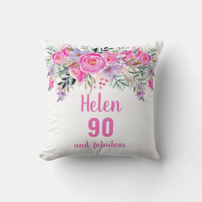 Cojín Decorativo 90.º nombre floral rosa (Anverso)