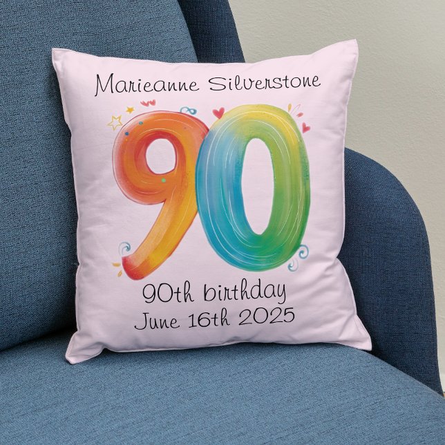 Cojín Decorativo 90.º regalo de cumpleaños keepsake noventa años (Subido por el creador)