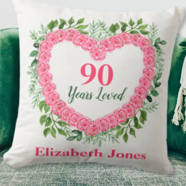 Cojín Decorativo 90 años amados 90 cumpleaños Pillow (Subido por el creador)