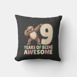 Cojín Decorativo 9 Años Siendo Increíble Sloth Dabbing 9º Cumpleaño