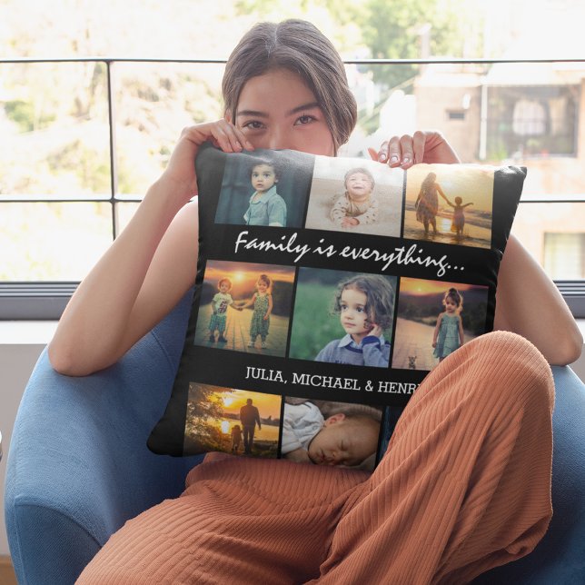 Cojín Decorativo 9 Collage de fotos Personalizado Familia de textos (Subido por el creador)