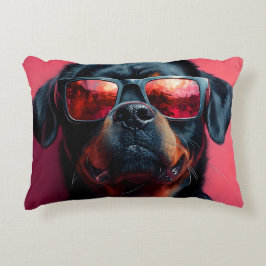 Cojín Decorativo A cool rottweiler with sunglasses