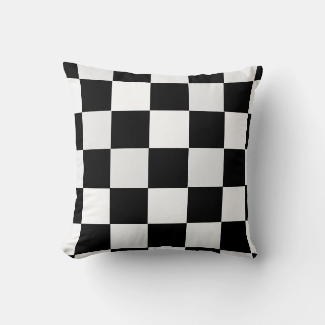 Cojín Decorativo A cuadros blanco y negro (Anverso)