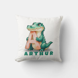 Cojín Decorativo A es para el lagarto - Pillow del nombre del bebé 