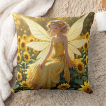A Fairy with Sunflower Background