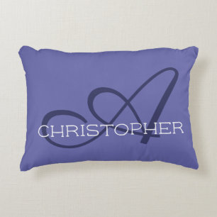 Cojín Decorativo A Inicial Nombre Personalizado Azul Periwinkle
