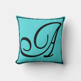 Cojín Decorativo A - La letra A sobre fondo Aqua