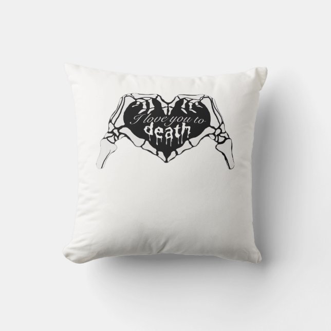 Cojín Decorativo A la muerte - Corazón de mano esqueleto (Anverso)
