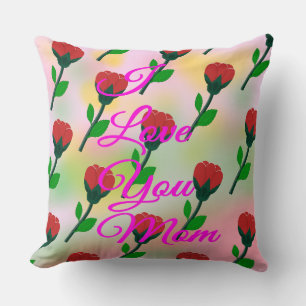Cojín Decorativo A Mother's Day Message with Red Flowers