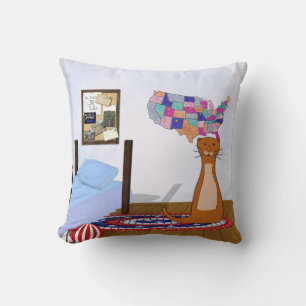 Cojín Decorativo A Oliver le encanta viajar por habitación, mapa y 