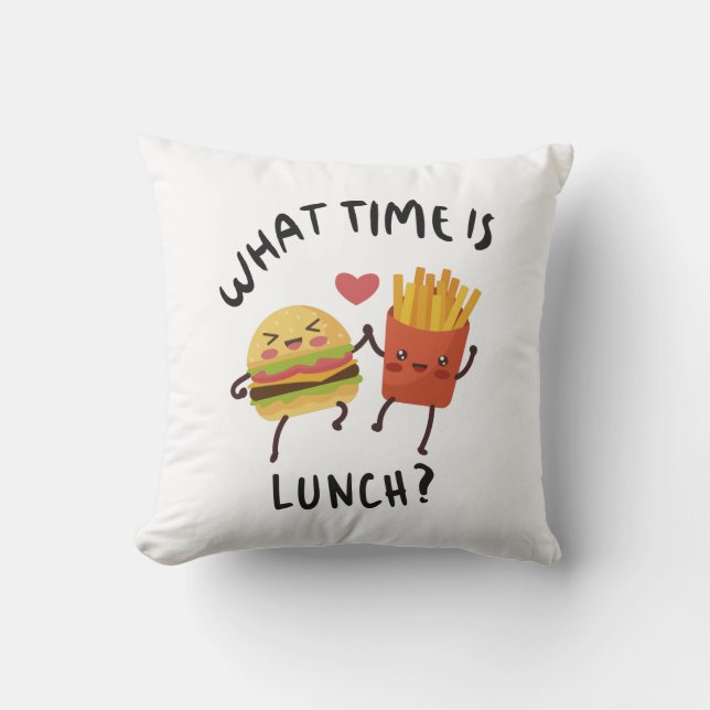 Cojín Decorativo ¿A qué hora es el almuerzo (Anverso)