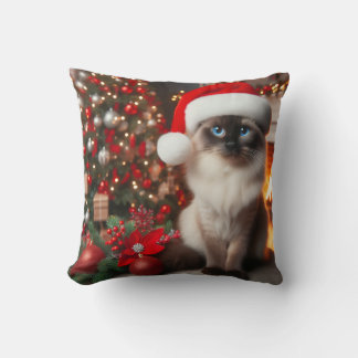 Cojín Decorativo A Siamese cat with Santa hat 