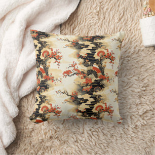 Cojín Decorativo Abanico japonés de flor de cerezo patrón (3)