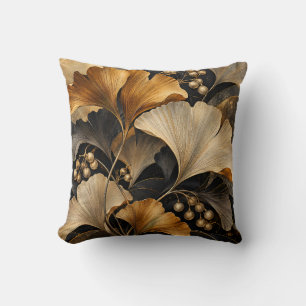 Cojín Decorativo Abanicos de hoja de ginkgo dorado ámbar