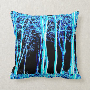 Cojín Decorativo abedules azules/negros de la noche