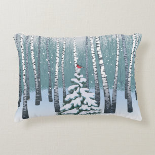 Cojín Decorativo Abedules en el bosque del invierno