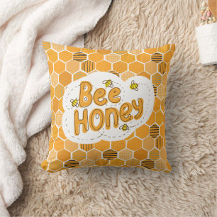 Cojín Decorativo Abeja amarillo negro ilustrado